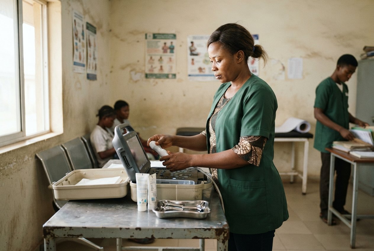 Healthcare professionals and patients benefiting from donated medical equipment